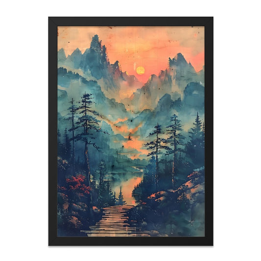Watercolor Mountain Wall Art, Landscape Painting Print, Nature Inspired Decor, Sunset Scenery Poster, Home Decor Gift Idea - Tawshia