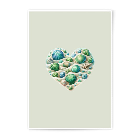 Seashell Heart Photographic Prints, Coastal Beach Home Decor, Ocean Lover Gift, Nautical Art, Beach House Wall Art - Tawshia