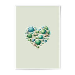Seashell Heart Photographic Prints, Coastal Beach Home Decor, Ocean Lover Gift, Nautical Art, Beach House Wall Art - Tawshia