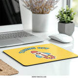 Taking Off Rocket Mouse Pad, Cute Yellow Desk Accessory, Space Theme, Gift for Students, Gamers, Home Office Decor, Work From Home Gift - Tawshia