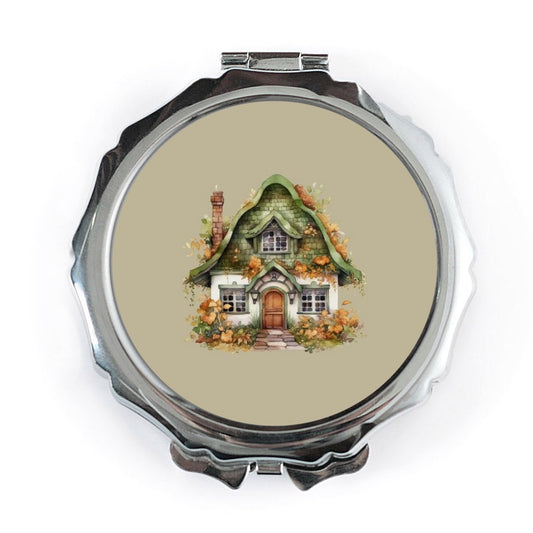 Cottagecore Pocket Mirror, Fairy House Mirror, Green Roof Pocket Mirror, Compact Mirror, Handbag Mirror, Whimsical Mirror, Gift - Tawshia