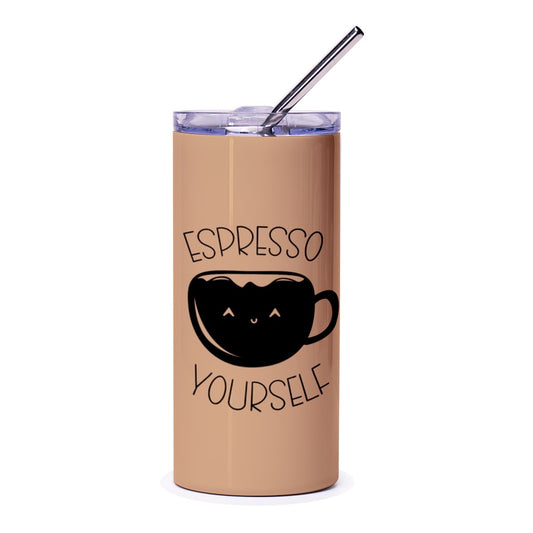 Espresso Yourself Tumbler, Funny Coffee Tumbler, Cute Coffee Lover Gift, Coffee Pun Tumbler, Stainless Steel Travel Mug - Tawshia