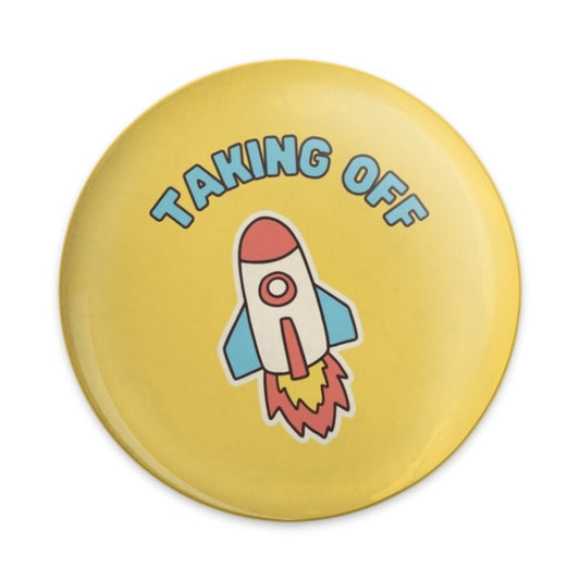 Taking Off Rocket Pinback Button, Space Adventure Button, Launch Button, Cool Badge, Party Favor, Trendy Accessories - Tawshia