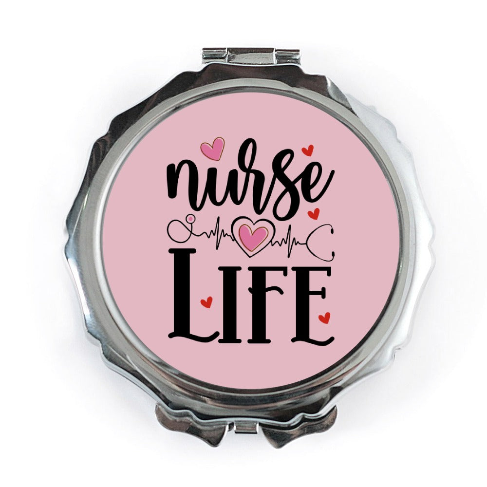 Nurse Life Pocket Mirror, Heartbeat Gift, RN Pocket Mirror, Nurse Gift, Nursing Student Gift, Healthcare Gift, Appreciation, Scrubs, Love - Tawshia