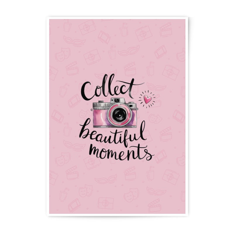 Collect Beautiful Moments Photographic Prints, Pink Camera Art, Inspirational Decor, Home Decor, Gift Idea - Tawshia
