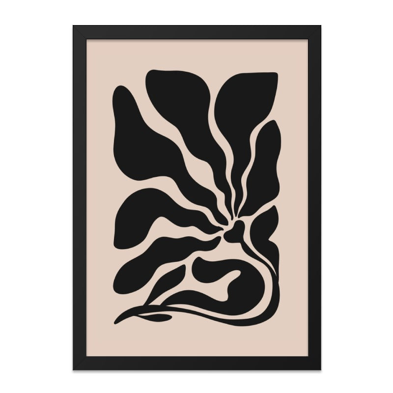 Abstract Floral Wall Art, Modern Plant Print, Minimalist Home Decor, Black and Beige Wall Decor, Unique Botanical Art, Trendy Wall Art - Tawshia