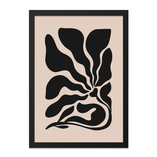Abstract Floral Wall Art, Modern Plant Print, Minimalist Home Decor, Black and Beige Wall Decor, Unique Botanical Art, Trendy Wall Art - Tawshia