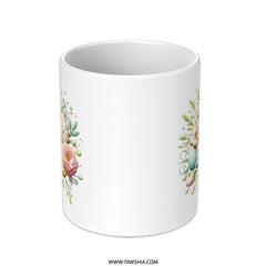 Easter Bunny Mug, Floral Rabbit Coffee Cup, Spring Decor, Cute Holiday Gift Idea, Bunny Lover Mug, Easter Eggs, Springtime Flowers - Tawshia