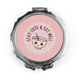 Cute Ramen Pocket Mirror, Kawaii Food Mirror, Stay Cute Eat Well Mirror, Pink Compact Mirror, Funny Gift, Foodie Gift, Makeup Mirror - Tawshia