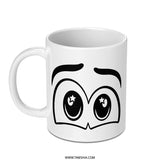 Cute Kawaii Eyes Mug, Funny Expression Mug, Gift For Her, Gift For Him, Anime Mug, Manga Mug, Starry Eyed Mug, White Mug - Tawshia