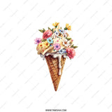 Ice Cream Cone Pillow, Floral Ice Cream Pillow, Sweet Treat Home Decor, Summer Decor, Decorative Pillow, Unique Pillow, Gift Idea - Tawshia