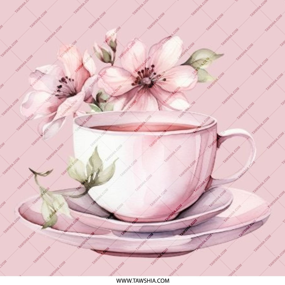 Pink Tea Cup Pinback Button, Floral Accent Pin Button, Tea Party Favor Button, Cute Pin, Gift Idea, Aesthetic Button, Elegant Design - Tawshia