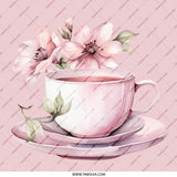 Pink Tea Cup Pinback Button, Floral Accent Pin Button, Tea Party Favor Button, Cute Pin, Gift Idea, Aesthetic Button, Elegant Design - Tawshia