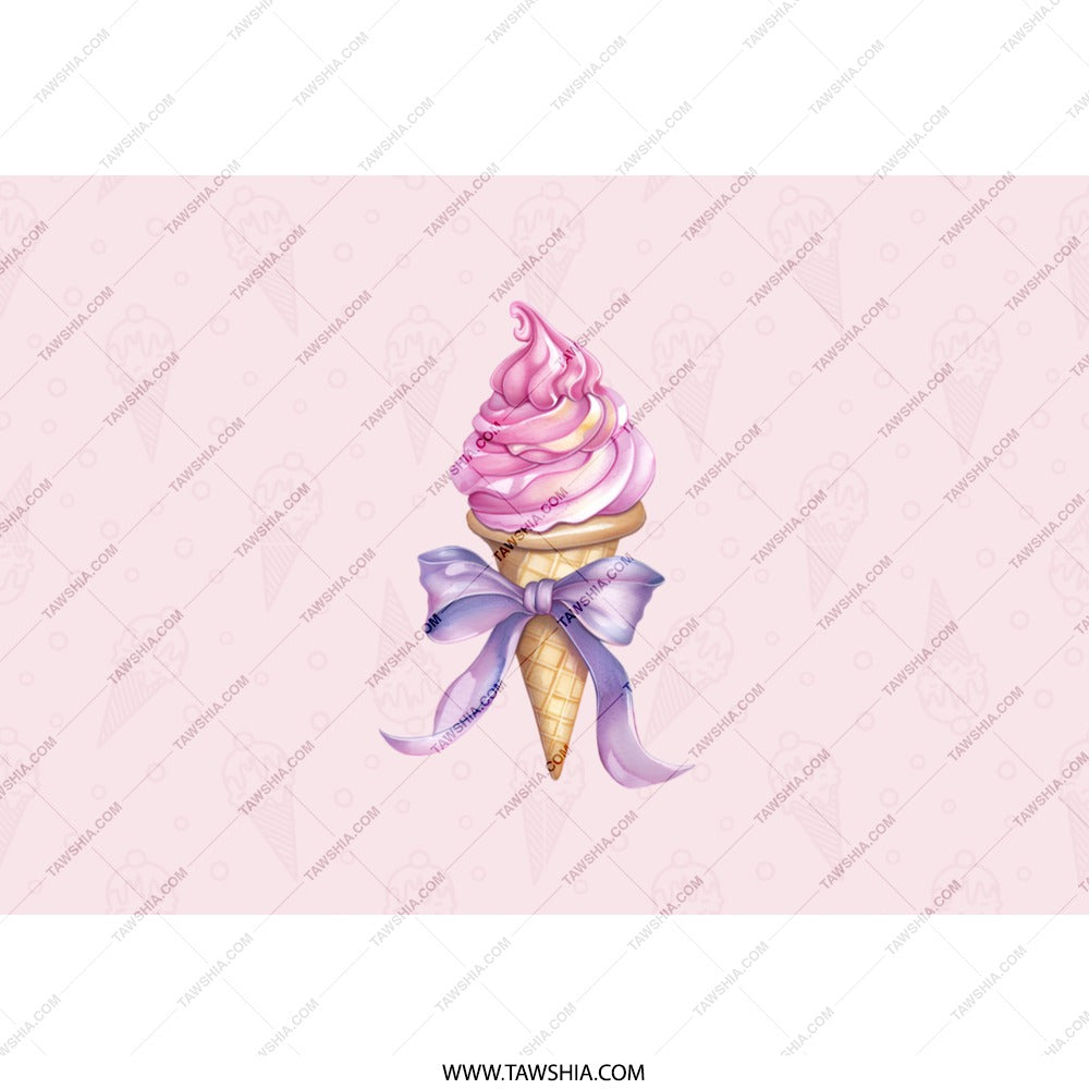 Ice Cream Tumbler, Pink Bow Design, Cute Tumbler, Stylish Tumbler, Gift Idea, Summer Drinkware, Everyday Tumbler, Stainless Steel Tumbler - Tawshia