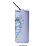 Blue Poppy Tumbler, Floral Design, Modern Tumbler, Flower Tumbler, Gift for Her, Stylish Tumbler, Trendy Tumbler - Tawshia