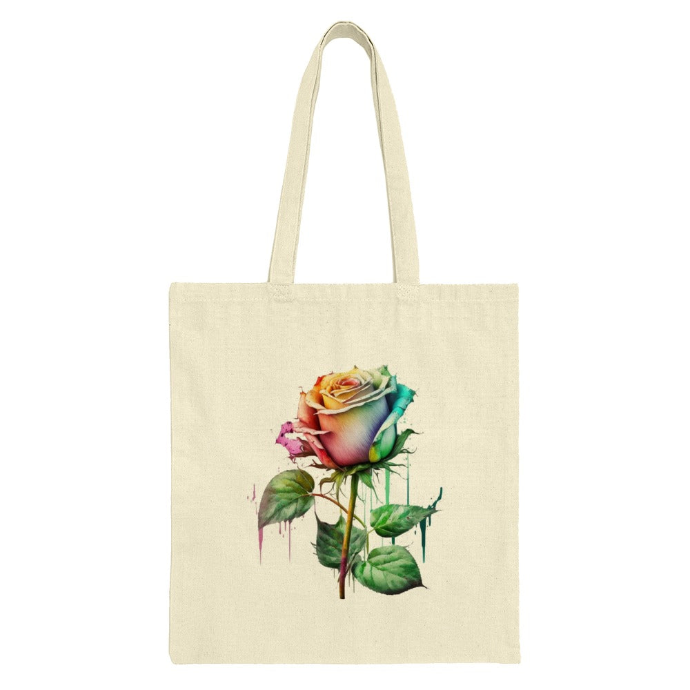 Rainbow Rose Tote Bag, Colorful Floral Art, Unique Flower Design, Aesthetic Bag, Eco Friendly Tote, Gift Idea, Shopping Bag, Everyday Bag - Tawshia