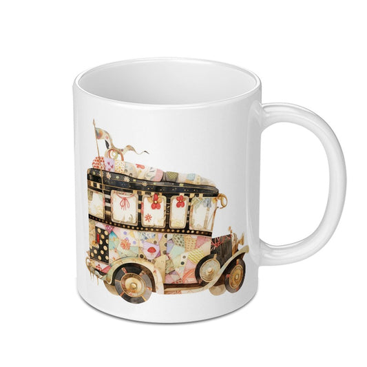 Retro Bus Mug, Double Decker, Vintage Car, Whimsical Design, Coffee Cup, Tea Mug, Unique Gift, Novelty Mug, Gift for Him, Gift for Her - Tawshia