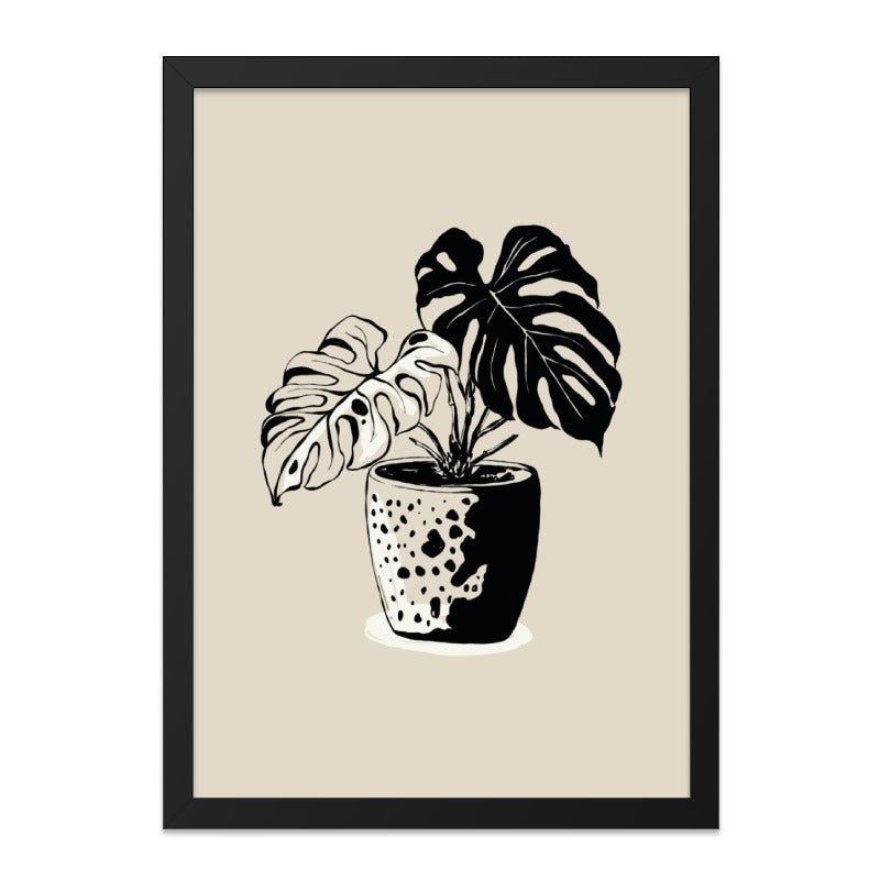 Monstera Plant Wall Art, Minimalist Art Print, Botanical Home Decor, Modern Living Room Art - Tawshia
