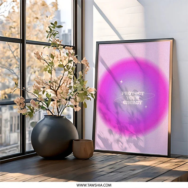 Protect Your Energy Wall Art, Aura Gradient Print, Positive Vibes Decor, Spiritual Home Decor, Motivational Wall Decor - Tawshia
