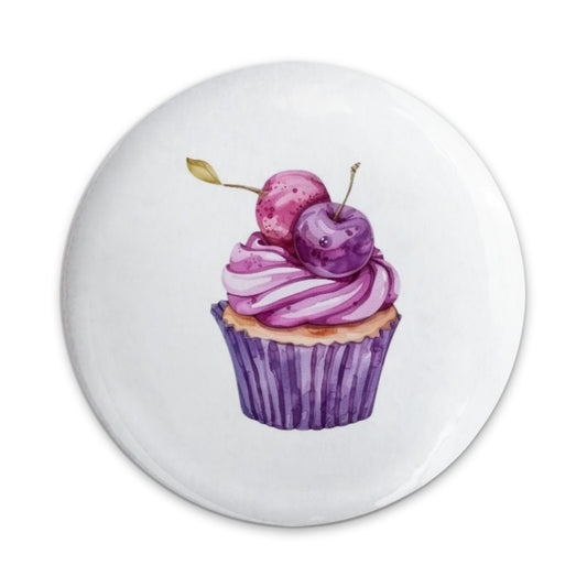 Cupcake Pinback Button, Cherry Button, Sweet Treat Badge, Foodie Accessory, Cute Button, Party Favor, Colorful Pinback Buttons - Tawshia