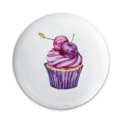 Cupcake Pinback Button, Cherry Button, Sweet Treat Badge, Foodie Accessory, Cute Button, Party Favor, Colorful Pinback Buttons - Tawshia