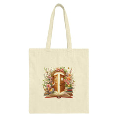 Floral Doorway Tote Bag, Book Lover Gift, Butterfly Design Bag, Whimsical Art Tote, Aesthetic Gift, Book Stack Art Bag, Reading Tote - Tawshia