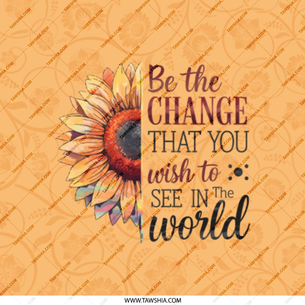 Sunflower Mirror, Pocket Mirror, Be The Change, Inspirational Mirror, Makeup Mirror, Travel Mirror, Floral Mirror, Gift for Her - Tawshia