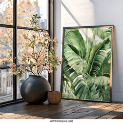 Tropical Leaves Wall Art, Botanical Art Print, Green Leaf Art, Plant Art, Tropical Decor, Tropical Print, Framed Wall Art - Tawshia