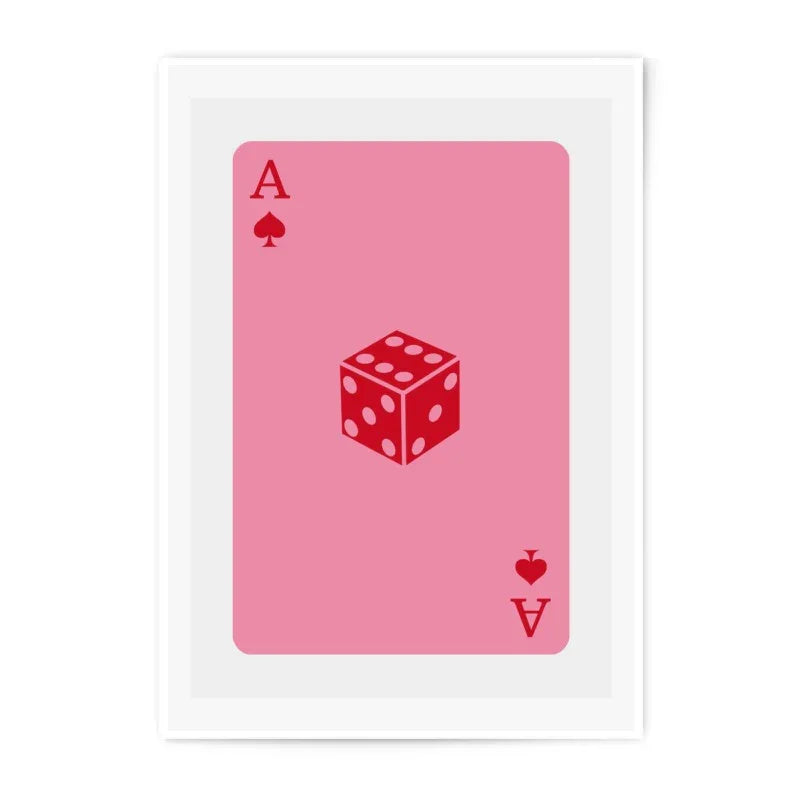 Ace of Spades Photographic Print, Dice Art Print, Pink Aesthetic, Casino Decor, Lucky Art Print, Wall Art Decor, Minimalist Print - Tawshia