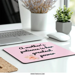 Mother's Patience Mouse Pad, Floral Design, Gift for Mom, Inspirational Quote, Home Office Decor, Computer Accessory, Desk Mat - Tawshia