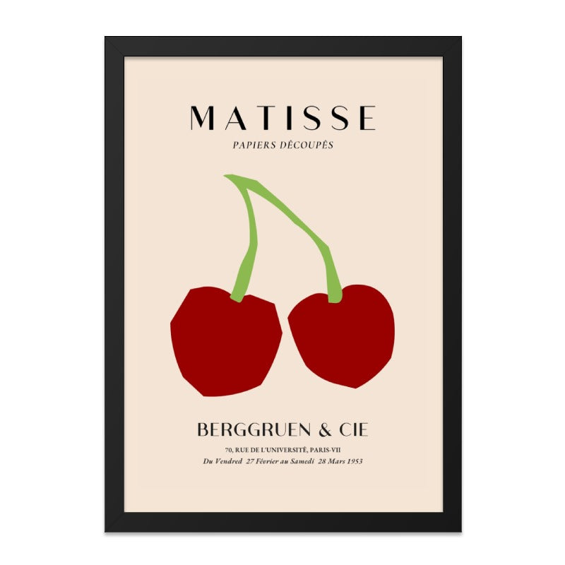 Matisse Cherry Wall Art, Papieres Decoupes Print, Henri Matisse Exhibition Poster, Modern Fruit Art, Minimalist Kitchen Decor - Tawshia