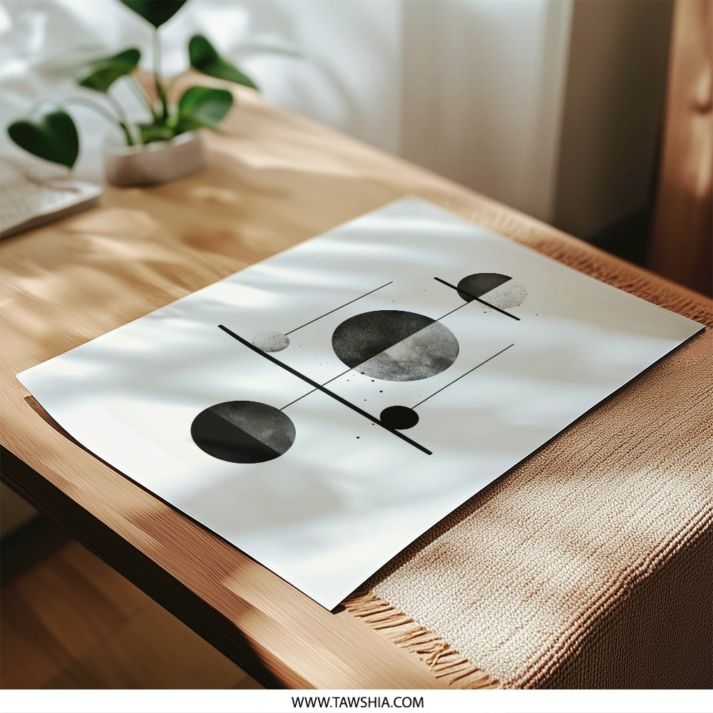 Abstract Circles Photographic Print, Modern Art Print, Geometric Art Print, Minimalist Art, Home Decor, Wall Art, Black and White Print - Tawshia