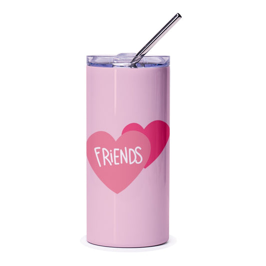 Best Friends Tumbler, Pink Heart Tumbler, Cute Tumbler, Gift for Bestie, Friendship Gift, Friends Forever, Pink Tumbler with Straw - Tawshia