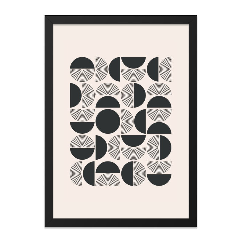 Geometric Wall Art, Circle Print, Minimalist Art, Modern Home Decor, Abstract Poster, Wall Decor, Black and Beige - Tawshia