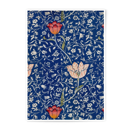 Floral Photographic Print, Vintage Tulip Art, Dark Blue Botanical Wall Decor, Flower Pattern Print, William Morris Inspired Print, Home - Tawshia