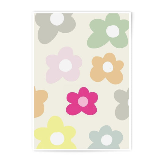 Colorful Flower Power Photographic Print, Groovy Floral Wall Art, Retro Aesthetic Room Decor, 70s Inspired Print, Trendy Floral Art Print - Tawshia