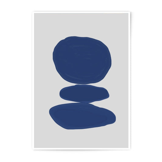 Navy Abstract Photographic Print, Modern Zen Art Print, Minimalist Wall Art, Blue Shapes, Home Decor Print, Simple Artwork, Stone Balance - Tawshia