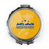 Global And Proud Pocket Mirror, Soccer Player Art, Arabic Script Design, Portable Mirror, Sports Fan Gift, Unique Pocket Mirror - Tawshia
