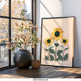 Sunflower Wall Art, Floral Print, Botanical Art Print, Modern Home Decor, Summer Decor, Flower Wall Decor, Farmhouse Wall Art - Tawshia