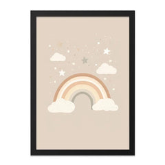 Rainbow Wall Art, Boho Nursery Decor, Stars and Clouds Print, Neutral Tone Art, Kids Room Decor, Playroom Art, Rainbow Baby Decor - Tawshia