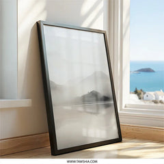 Misty Mountain Lake Wall Art, Minimalist Landscape Print, Foggy Mountain Scenery, Nature Photography, Serene Home Decor, Mountain Reflection - Tawshia