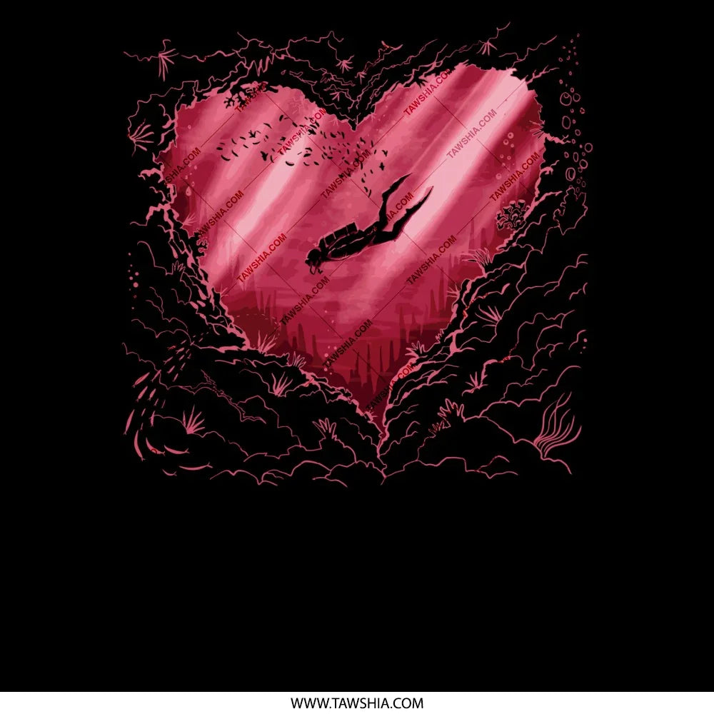 Underwater Diver Exploring Heart Shape Art product