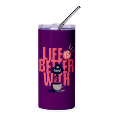 Life is Better with Coffee Purple Tumbler Drinkware product type