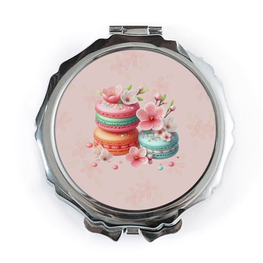 Macarons Pocket Mirror, Cherry Blossoms Compact Mirror, Floral Pocket Mirror, Kawaii Makeup Mirror, Aesthetic Travel Mirror, Cute Gift - Tawshia
