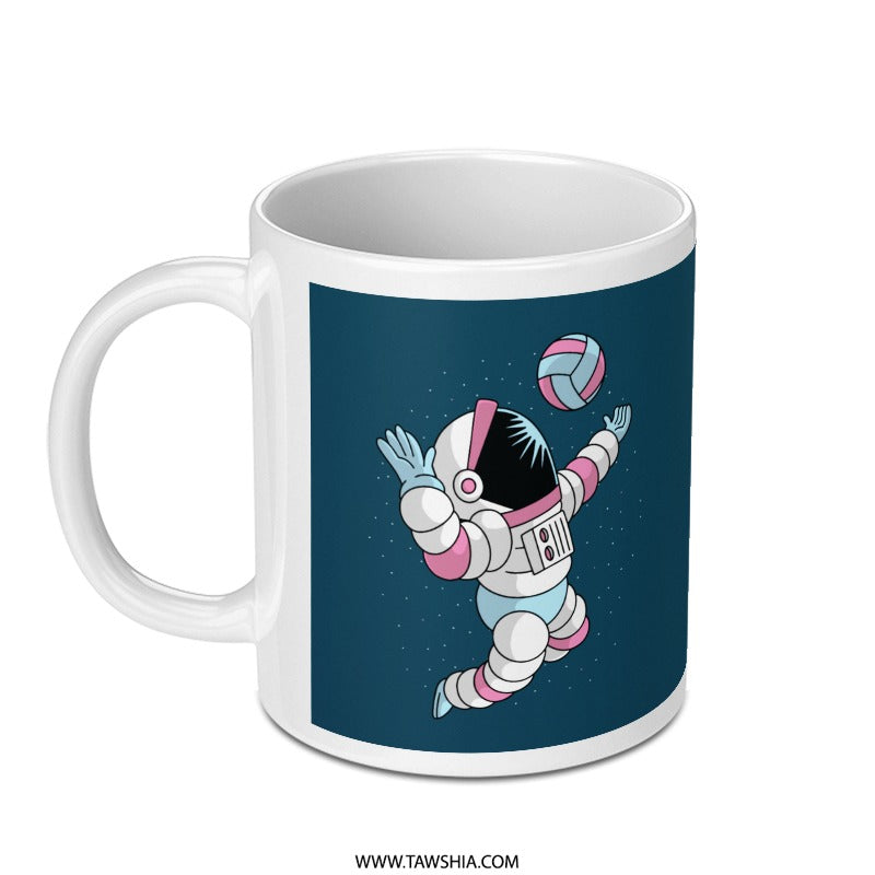 Cute Astronaut Volleyball Print on Premium Mug product