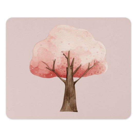 Pink Tree Mouse Pad, Watercolor Style, Office Decor, Cute Computer Accessory, Botanical Print, Desk Mat, Nature Lover Gift, Unique Design - Tawshia