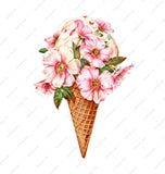 Floral Ice Cream Cone Mug, Pink Flowers, Unique Coffee Mug, Gift for Her, Ice Cream Lover, Food Art Mug, Dessert Mug - Tawshia