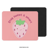 Strawberry Mouse Pad, Stay Sweet and Smart, Cute Kawaii Desk Decor, Pink Aesthetic, Office Accessories, Back to School, Computer Accessories - Tawshia