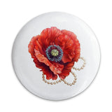 Red Poppy Pinback Button, Floral Pearl Jewelry Accessory, Elegant Flower Badge, Botanical Gift Idea, Stylish Pin Button, Unique Button - Tawshia