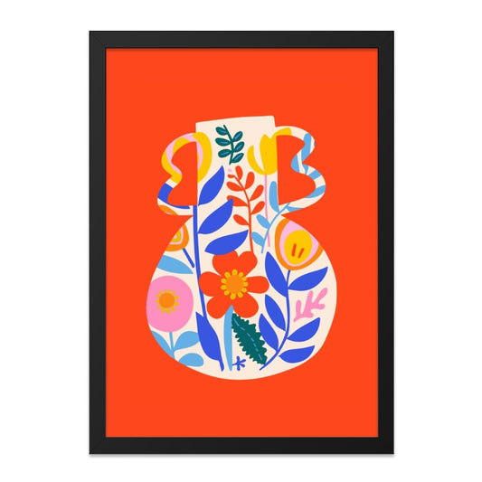 Floral Vase Wall Art, Colorful Flower Print, Modern Home Decor, Botanical Art Print, Vivid Wall Decor, Trendy Wall Art - Tawshia